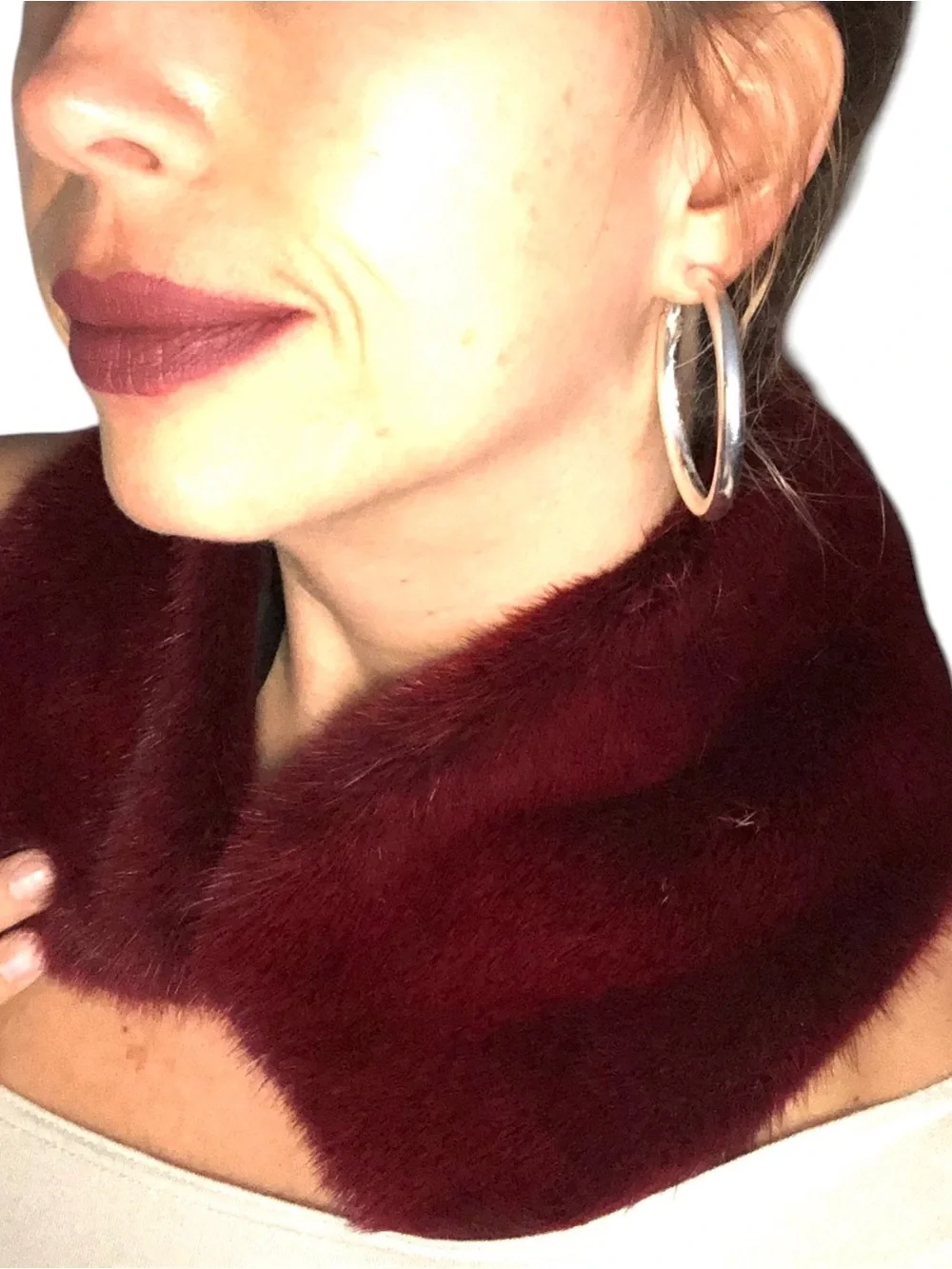 Stizzoli Rabbit Fur Neck Scarf Warmer Red Vintage Rare Made in Italy Luxury